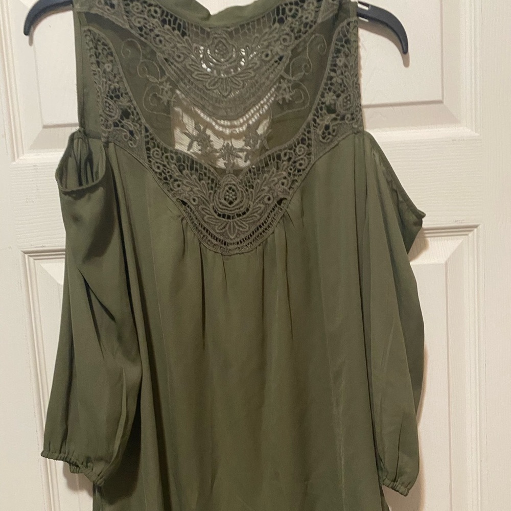 Olive green lace top